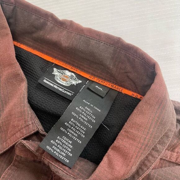 Harley Davidson Motorcycle Embroidered Plaid Button Up Shirt Size XXL - Picture 5 of 8